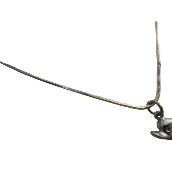 Silver Tone Dolphin Necklace Ocean Abalone Pendant Chain - Picture 9 of 13